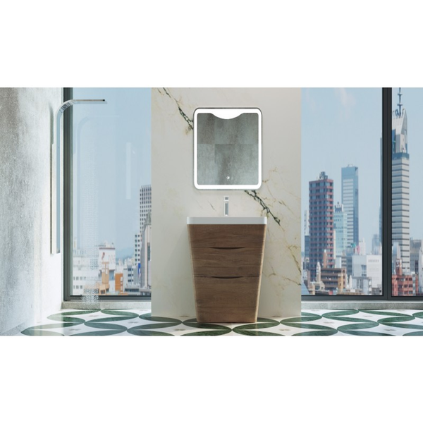 Belbagno Piramid 650mm Floor Standing Vanity White Oak 650 X 520 X 800