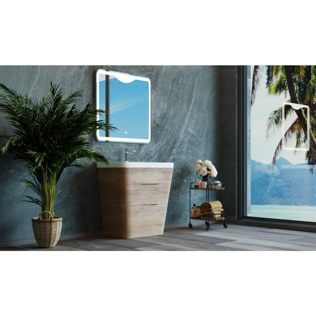 Belbagno Piramid 800mm Floor Standing Vanity White Oak 800 X 520
