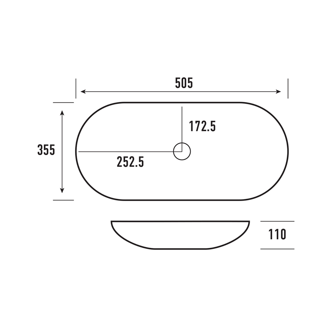 Positano Oval Solid Surface Basin Concrete