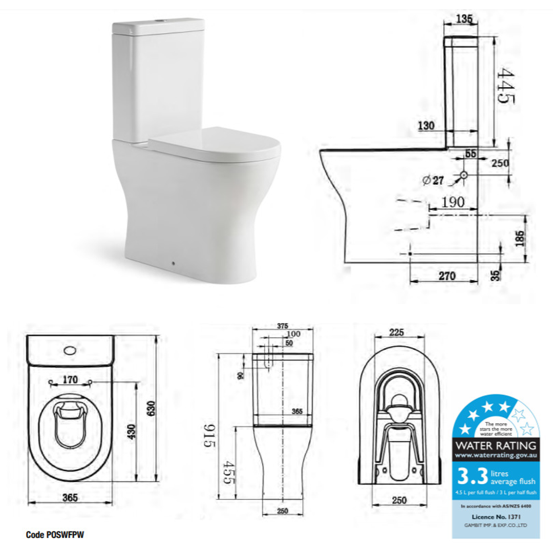 Castano Positano Rimless Ambulant Wall Faced Suite