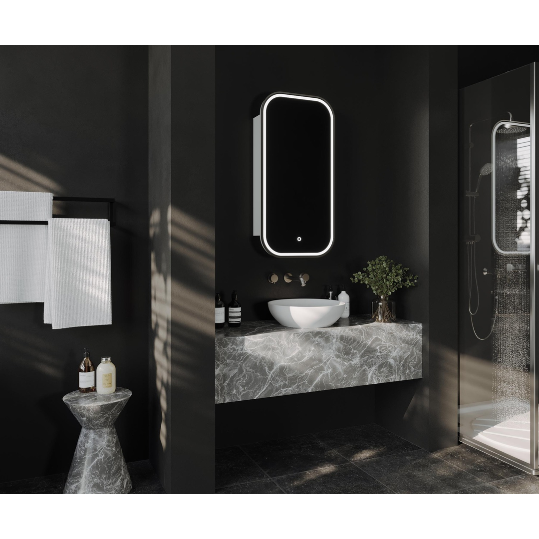 Remer Piazza Led Shaving Cabinet With With Baltic Brass Frame