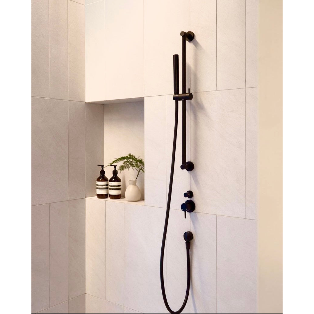 Meir Round Hand Shower On Rail Column Matte Black