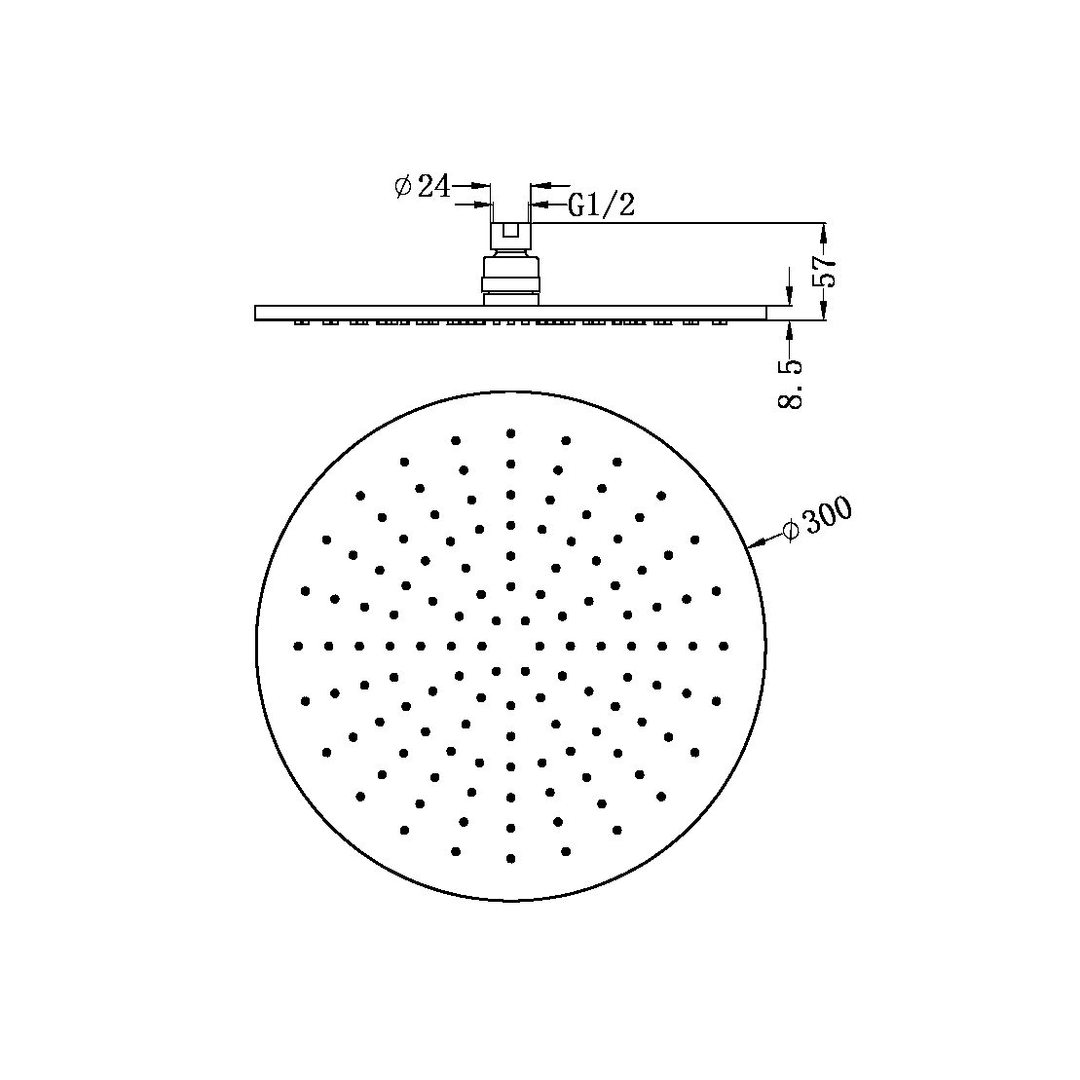 Nero 300Mm Round Shower Head Matt Black