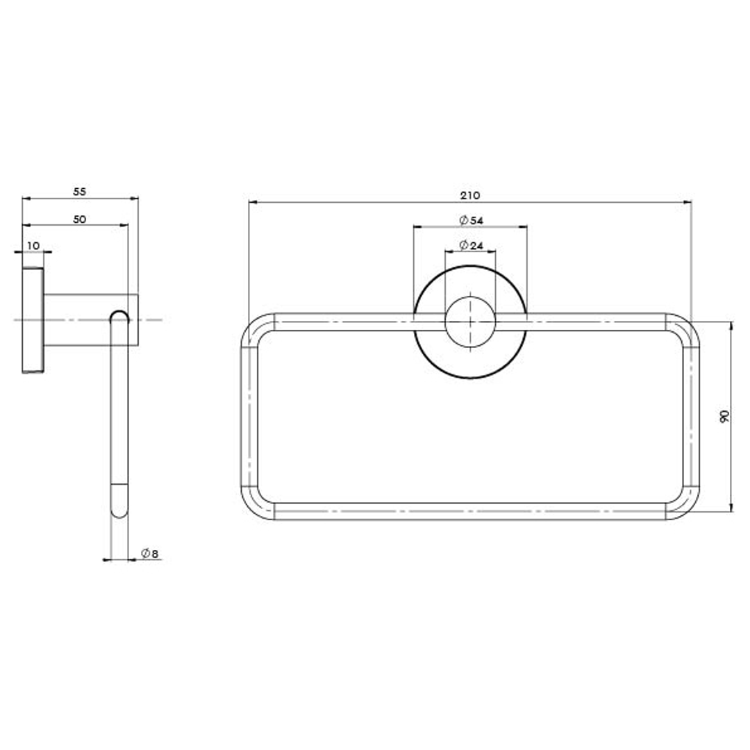 Phoenix Radii Guest Towel Holder - Chrome Round