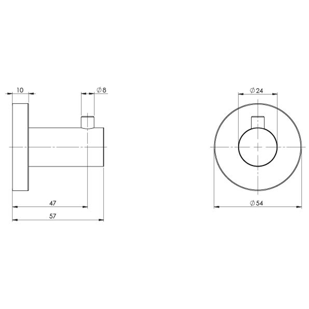 Phoenix Radii Robe Hook Round Plate Brushed Carbon