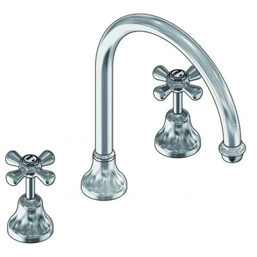 Ram Merino Hob Spa Set C/W G'neck 200mm Spout White & Chrome