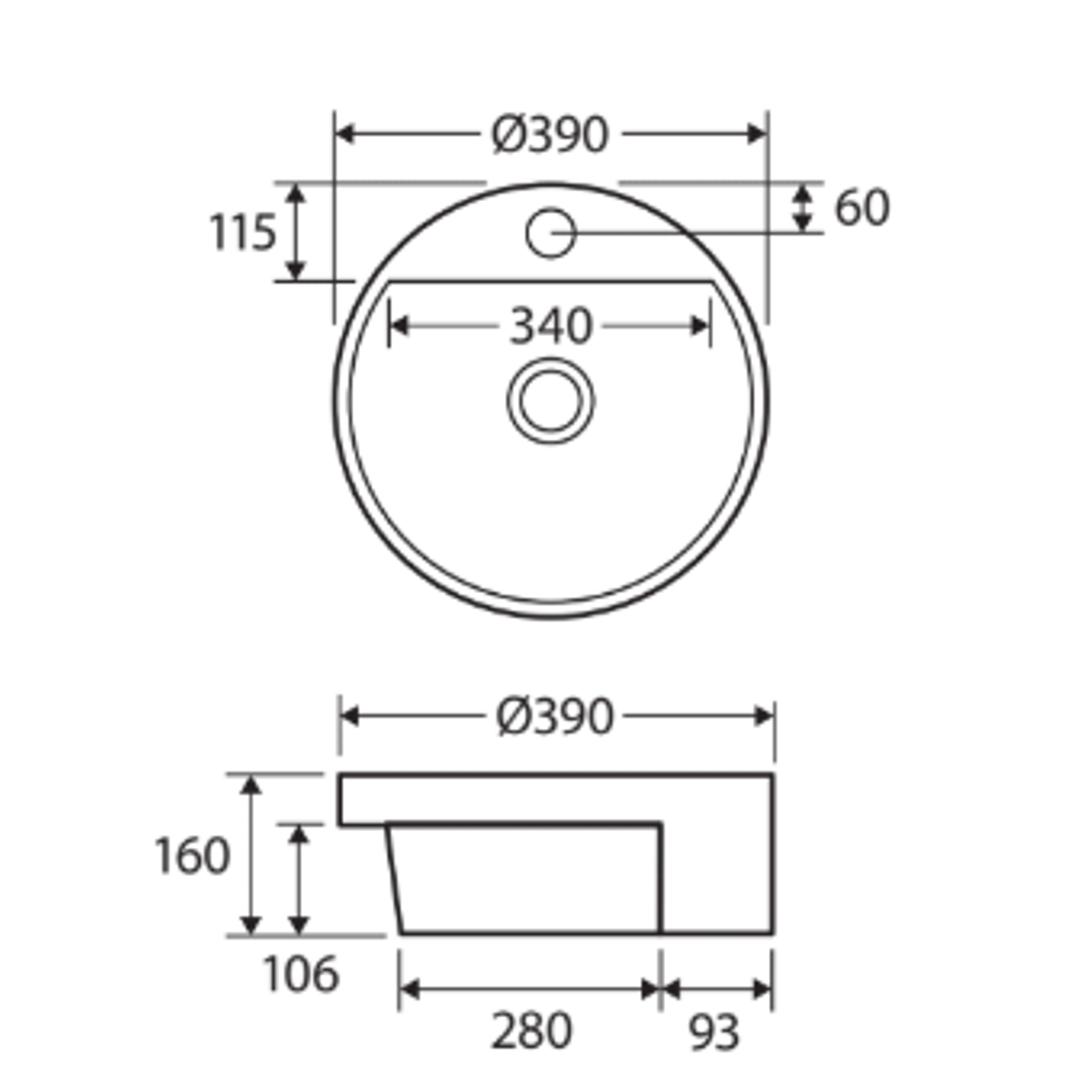 Fienza Reba Semi-Recessed Basin - With Tap Hole