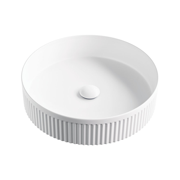 Fienza Eleanor Fluted Round Above Counter Basin Matte White
