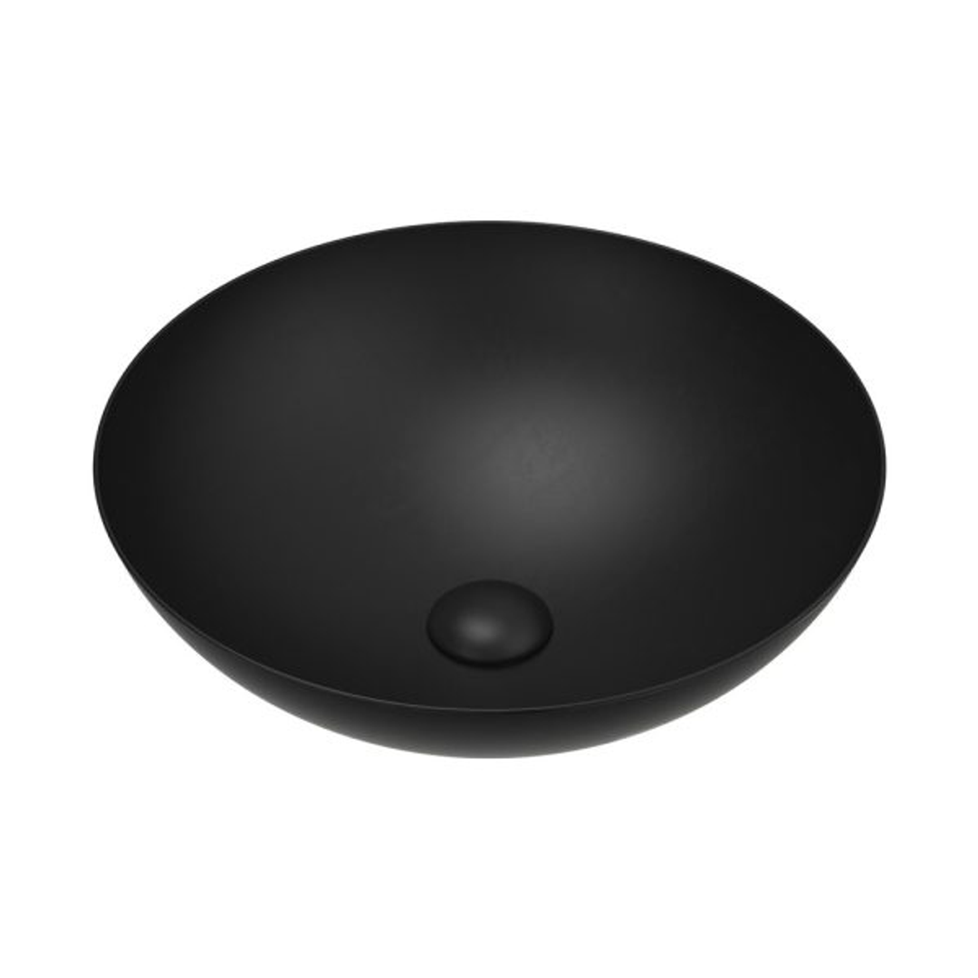 Fienza Aluca Slim Edge Basin 400mm Matte Black Ceramic Above Counter