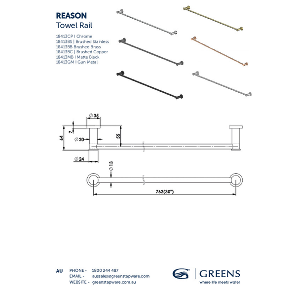 Greens Reason Towel Holder Pvd Gun Metal