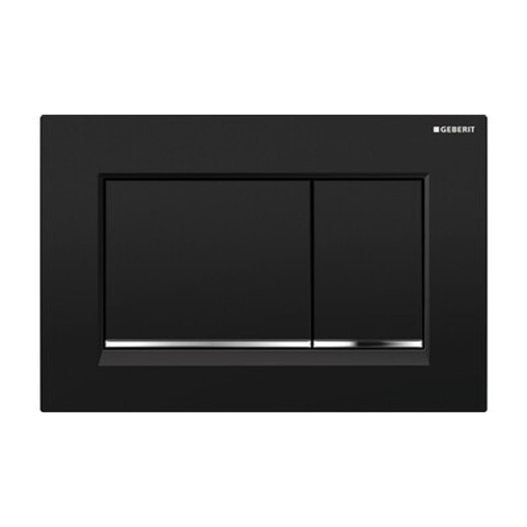 Geberit Sigma 30 Square D/F Button & Access Plate Black & Chrome
