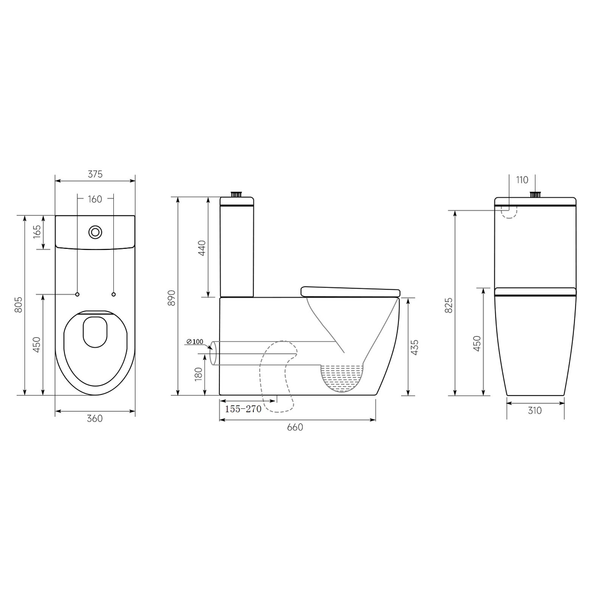 Linsol Ridge Care Rimless Back To Wall Toilet Suite With Backrest Contrast Blue