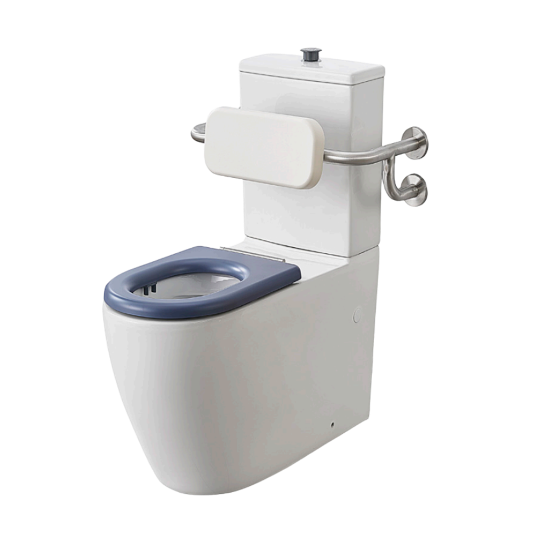 Linsol Ridge Care Rimless Back To Wall Toilet Suite With Backrest Contrast Blue