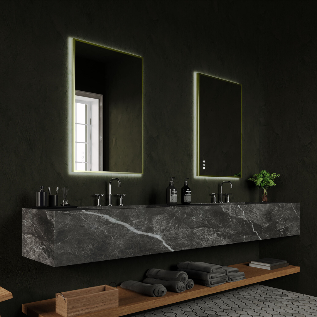 Remer R-Series Backlit Led Mirror Baltic Brass Frame 1200X750