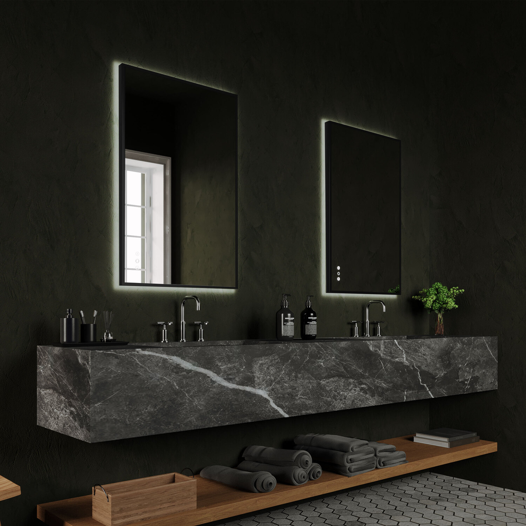 Remer R-Series Backlit Led Mirror With Manhattan Black Frame 900X600