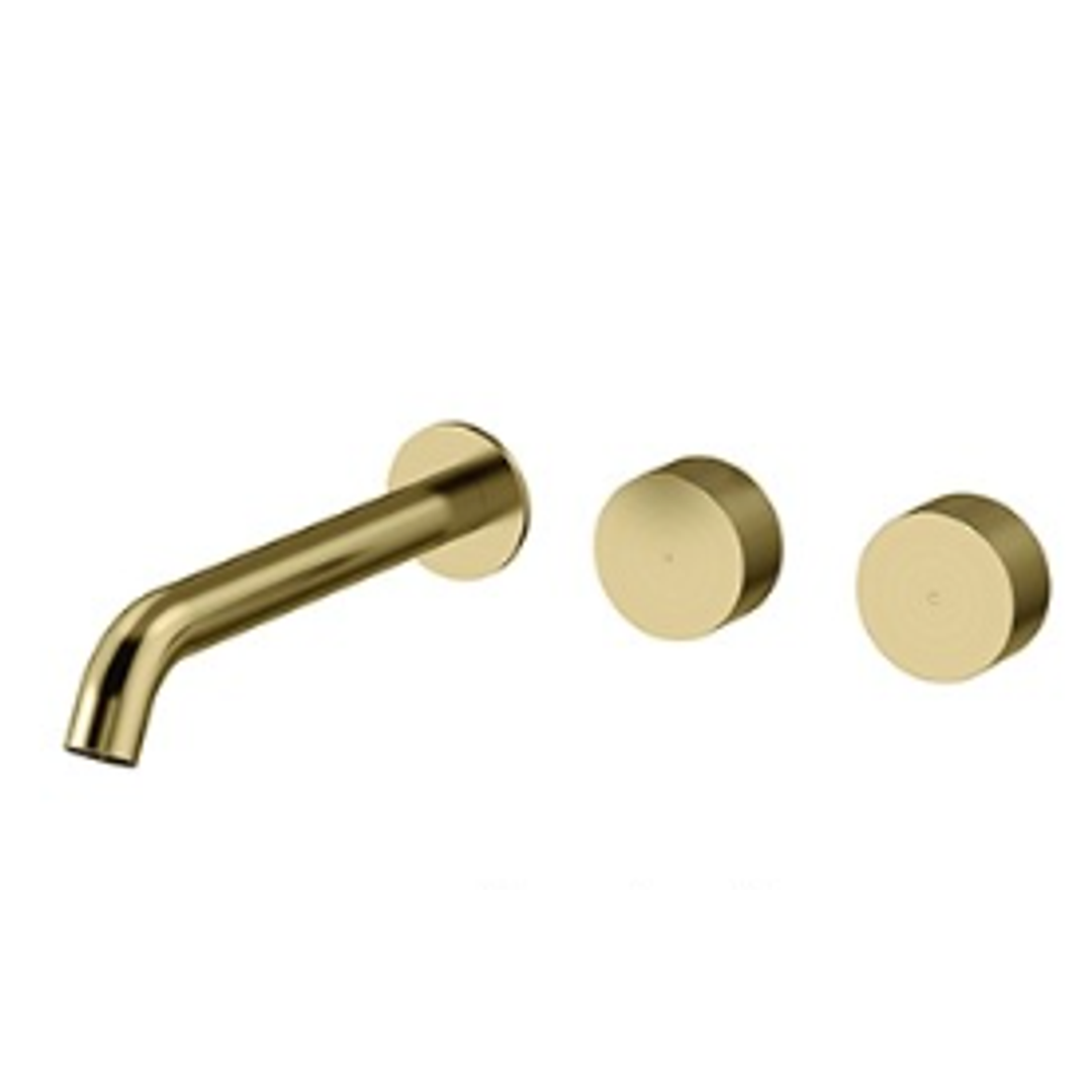 Streamline Vierra Wall Basin Set 220Mm Left Spout Brushed Brass