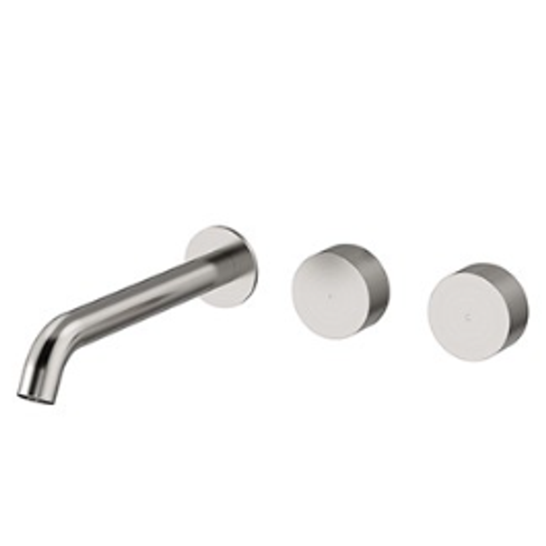 Streamline Vierra Wall Basin Set 220Mm Left Spout Brushed Nickel