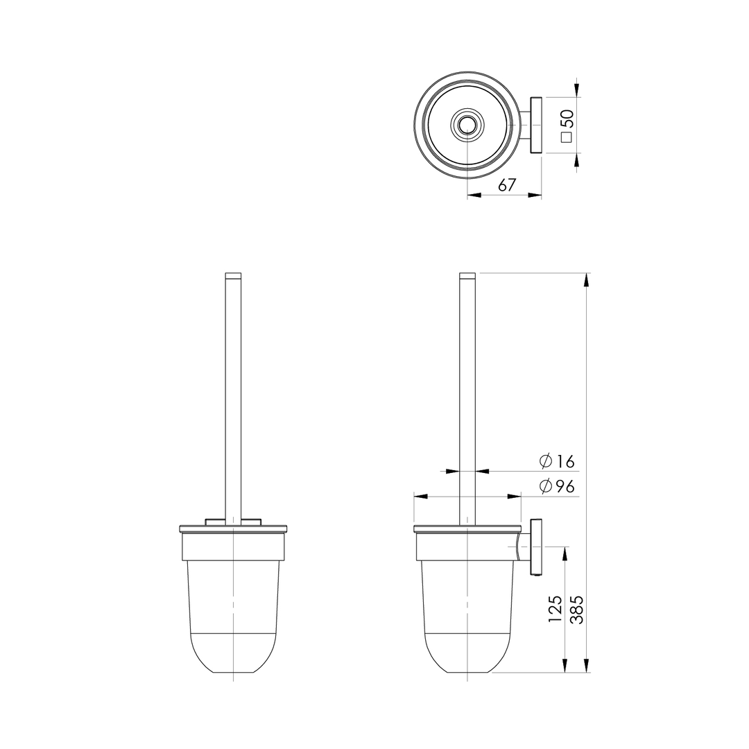 Phoenix Radii Toilet Brush & Holder Square - Chrome