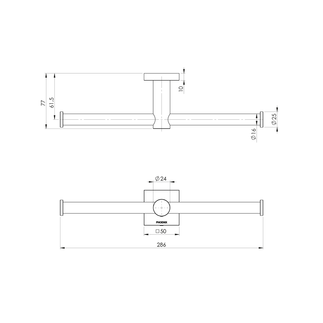 Radii Double Toilet Roll Holder Square Plate Chrome Rs891 Chr