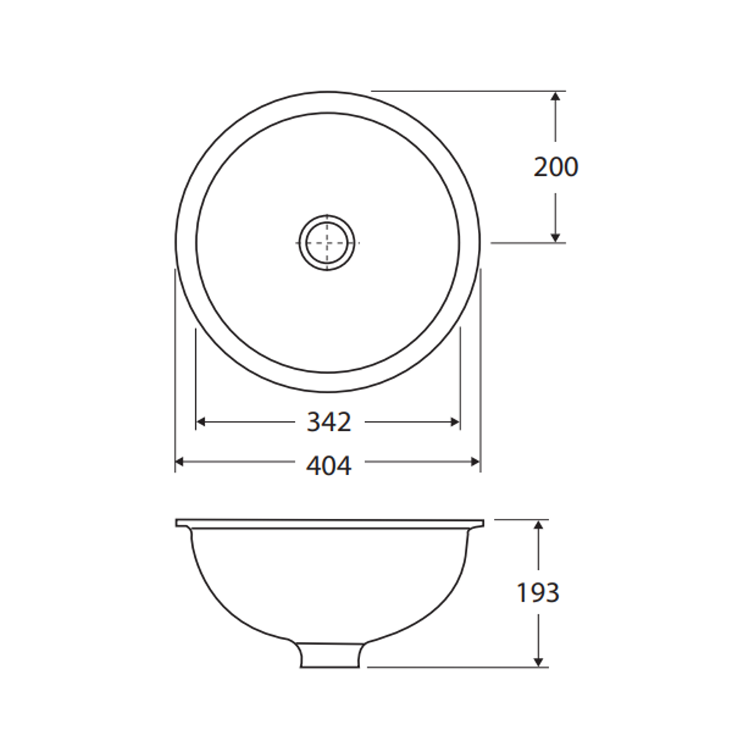Rak Emma Round Over /Under Counter Basin 400mm 0 Tap Hole White