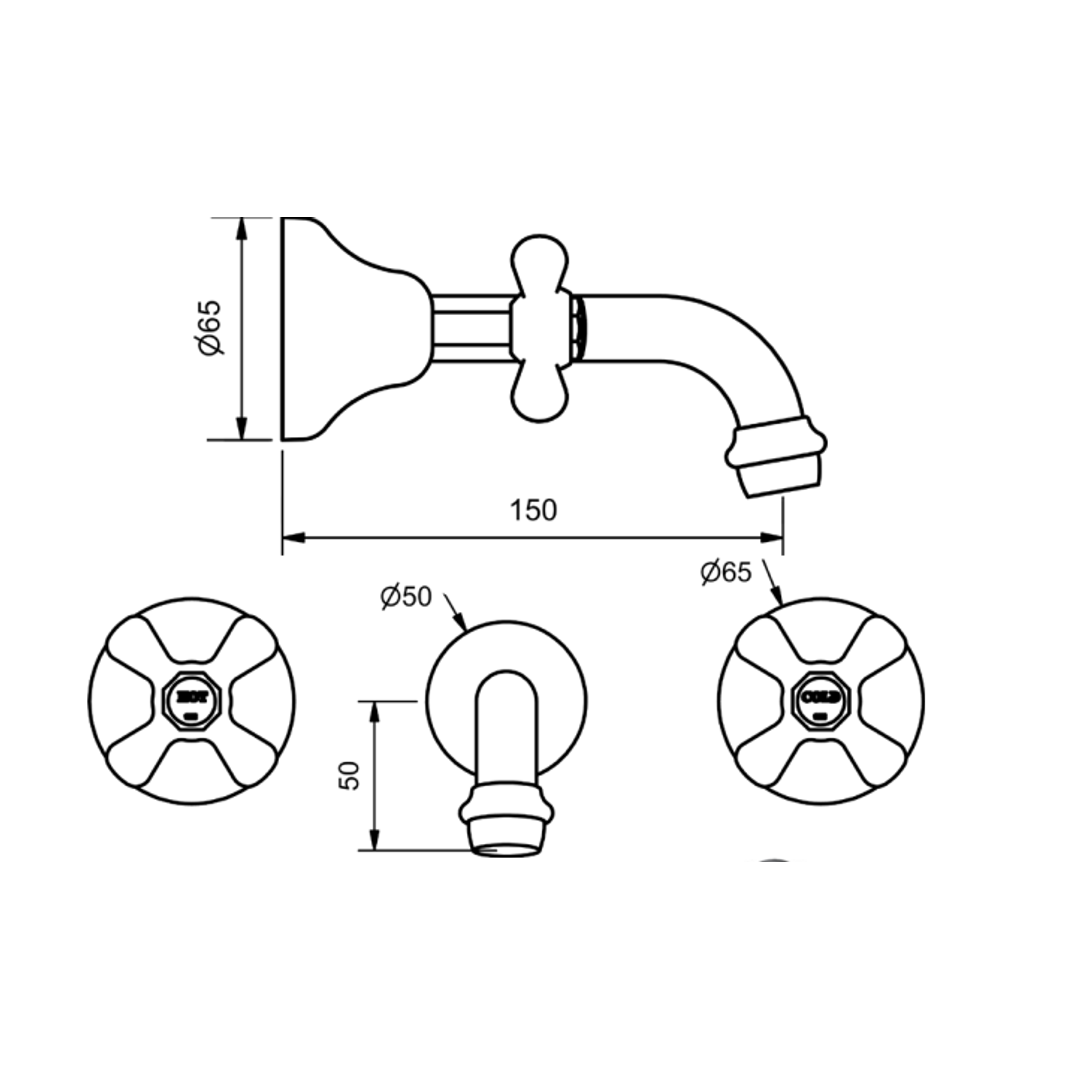 Ram Merino Bath Set Jumper Valve White & Chrome