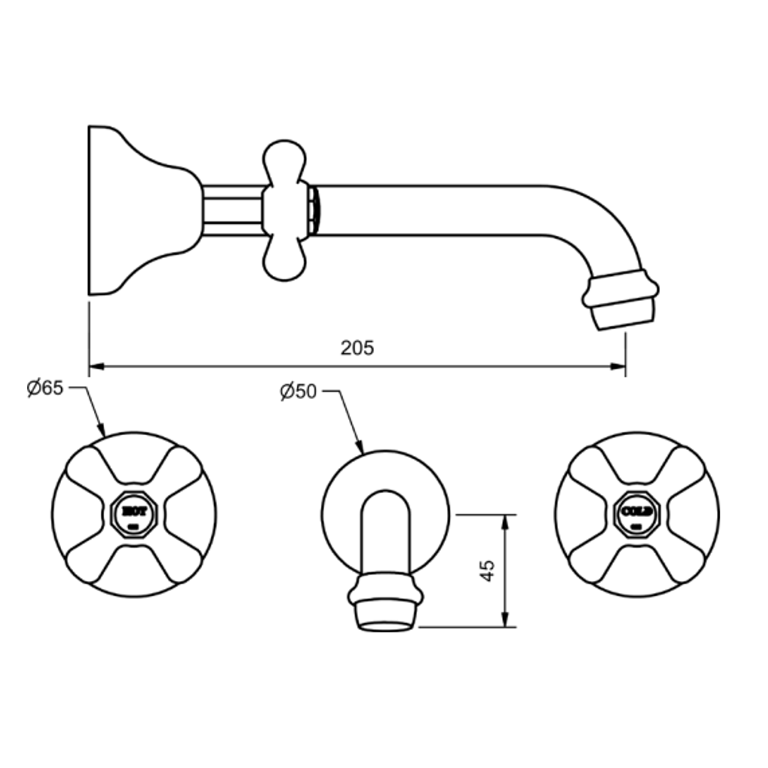 Ram Merino Wall Spa Set with 200mm Spa Spout White & Chrome