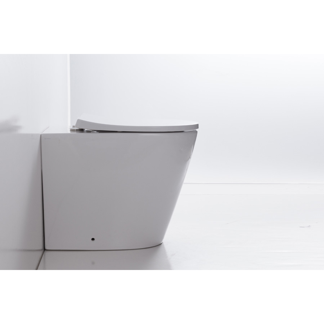 Decina Rebee Wall Faced Pan & Geberit In-Wall Cistern & Chrome Square Buttons