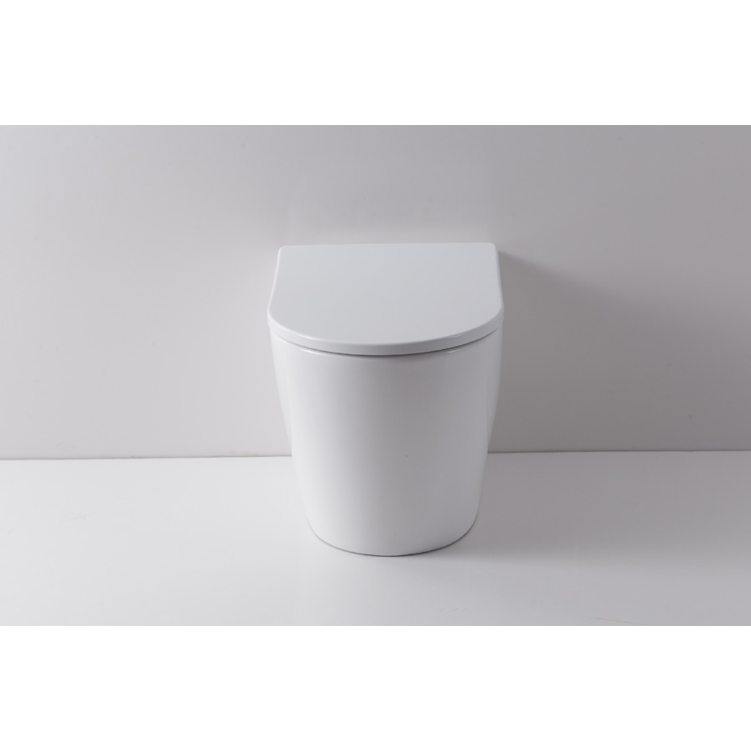 Decina Rebee Wall Faced Pan & Geberit In-Wall Cistern & Chrome Square Buttons