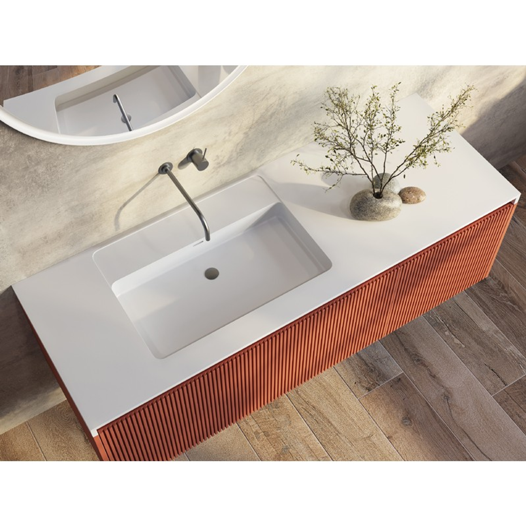 Belbagno Rimini 1400mm Wall Hung Vanity Includes Basin Potters Clay