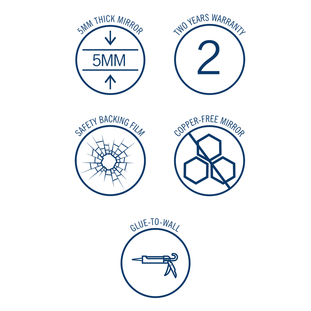 Thermogroup Rio Polished Edge Round Mirror 800mmØ - Glue-to-Wall