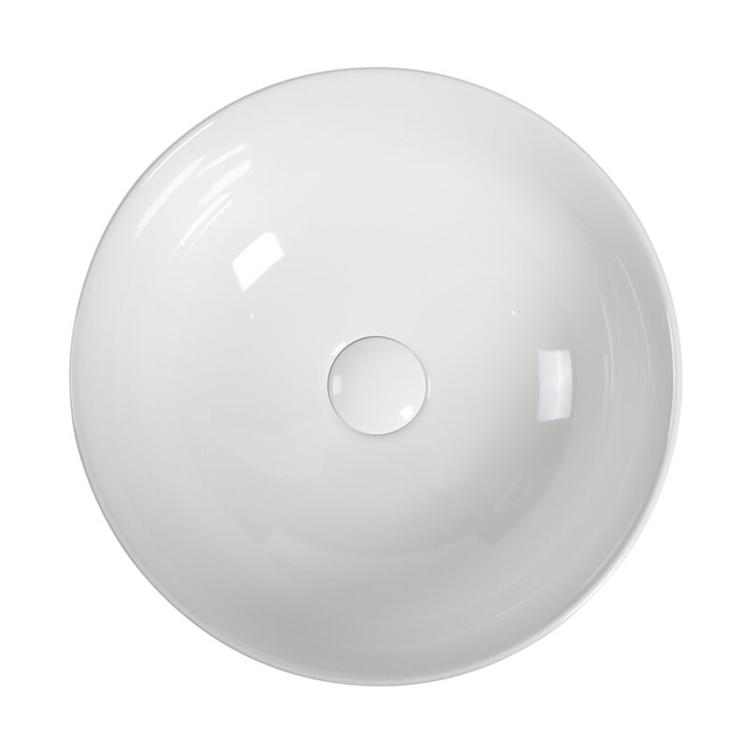 Zumi Ronda Basin 405X405X130Mm Gloss White With 40Mm Gloss White Pop Up Waste & Adaptor