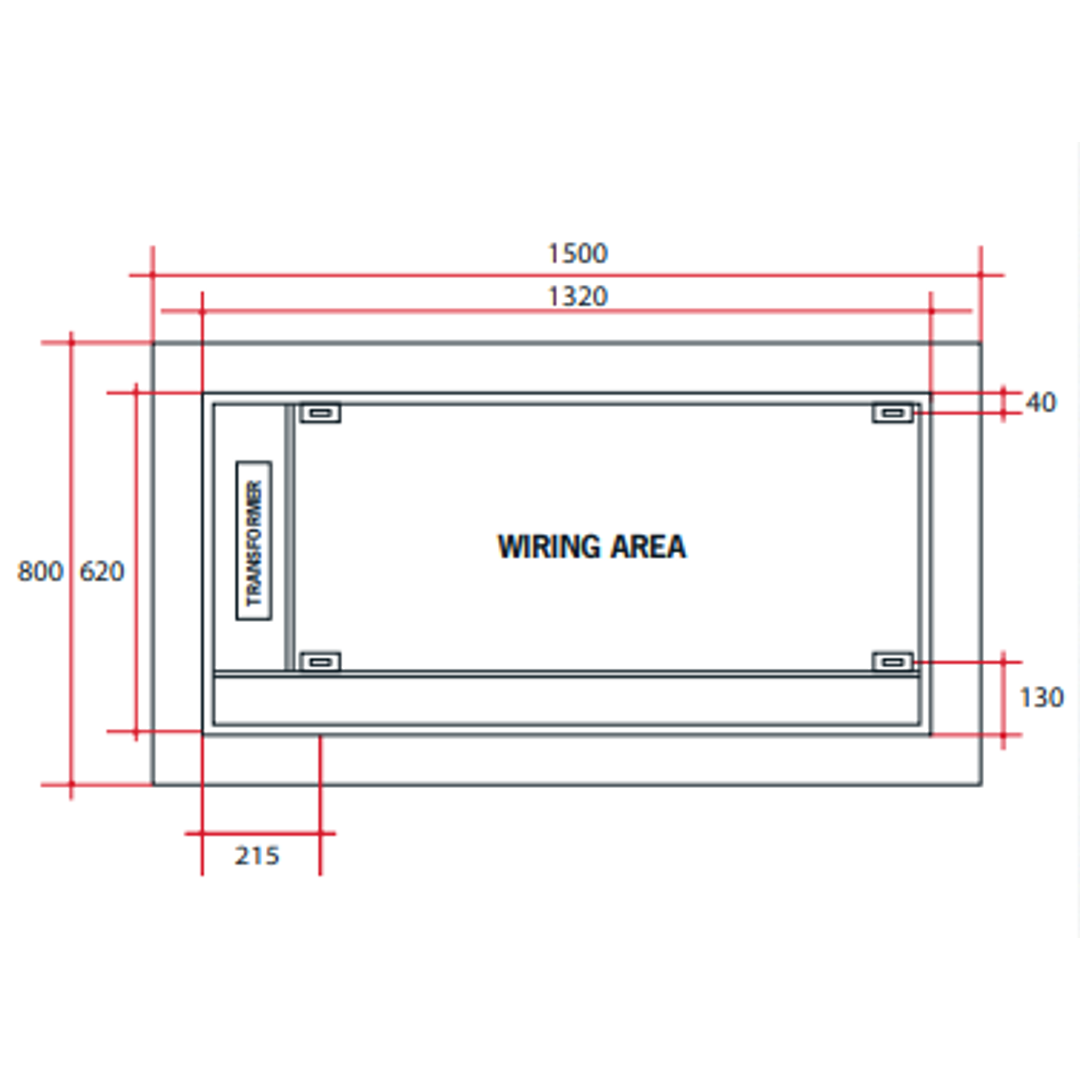Thermogroup Backlit Rectangular Mirror Without Border Cool Includes Mirror Demister - 1500x800x45mm 115Watts