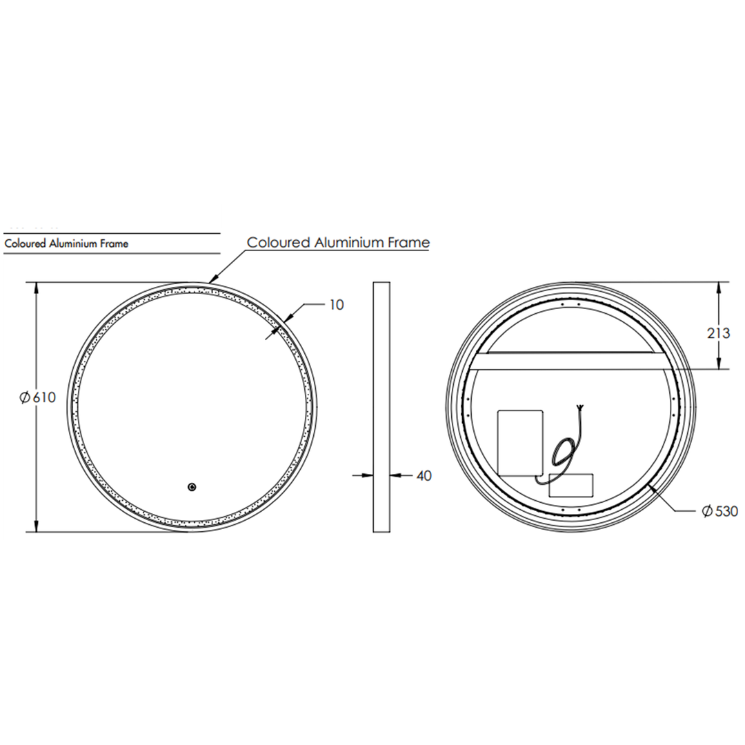 Remer Sphere 600 Brushed Nickel Led Mirror 610W X 610H X 40D S60-Bn