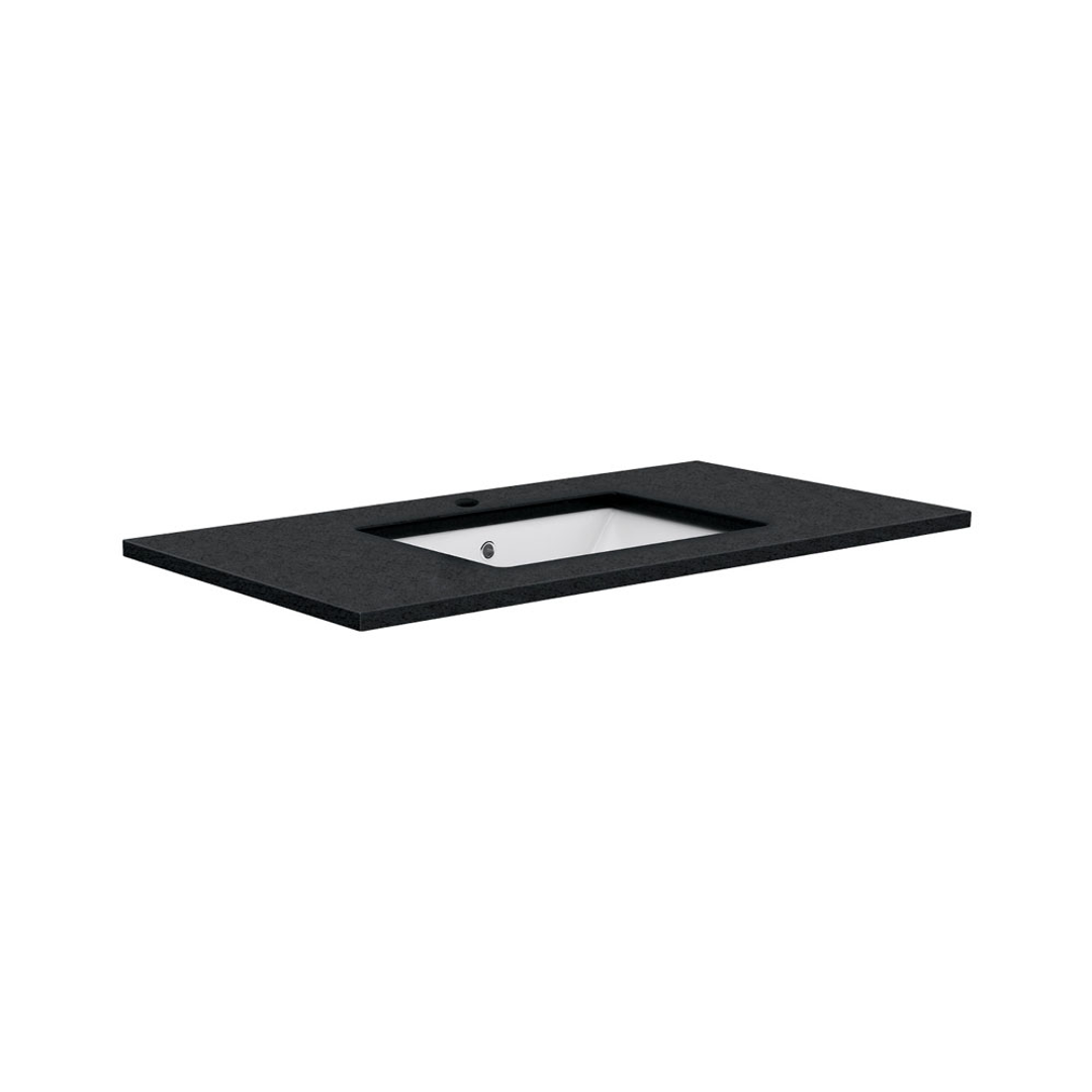 Fienza Sahara Black Sparkle 900mm Undermount Basin Top 1 Tap Hole
