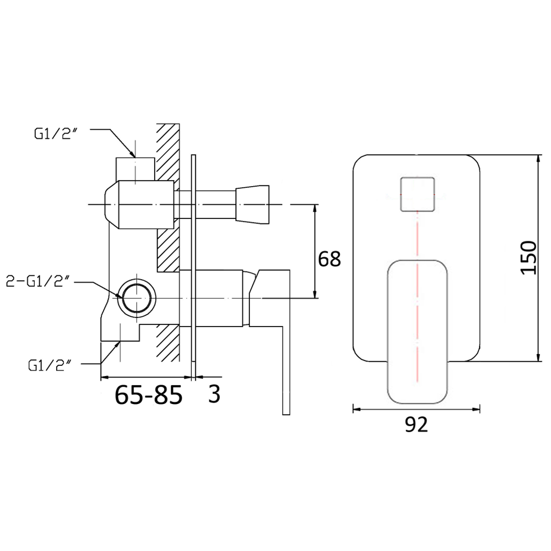 BELLA VISTA MIA SHOWER MIXER WITH DIVERTER BLACK