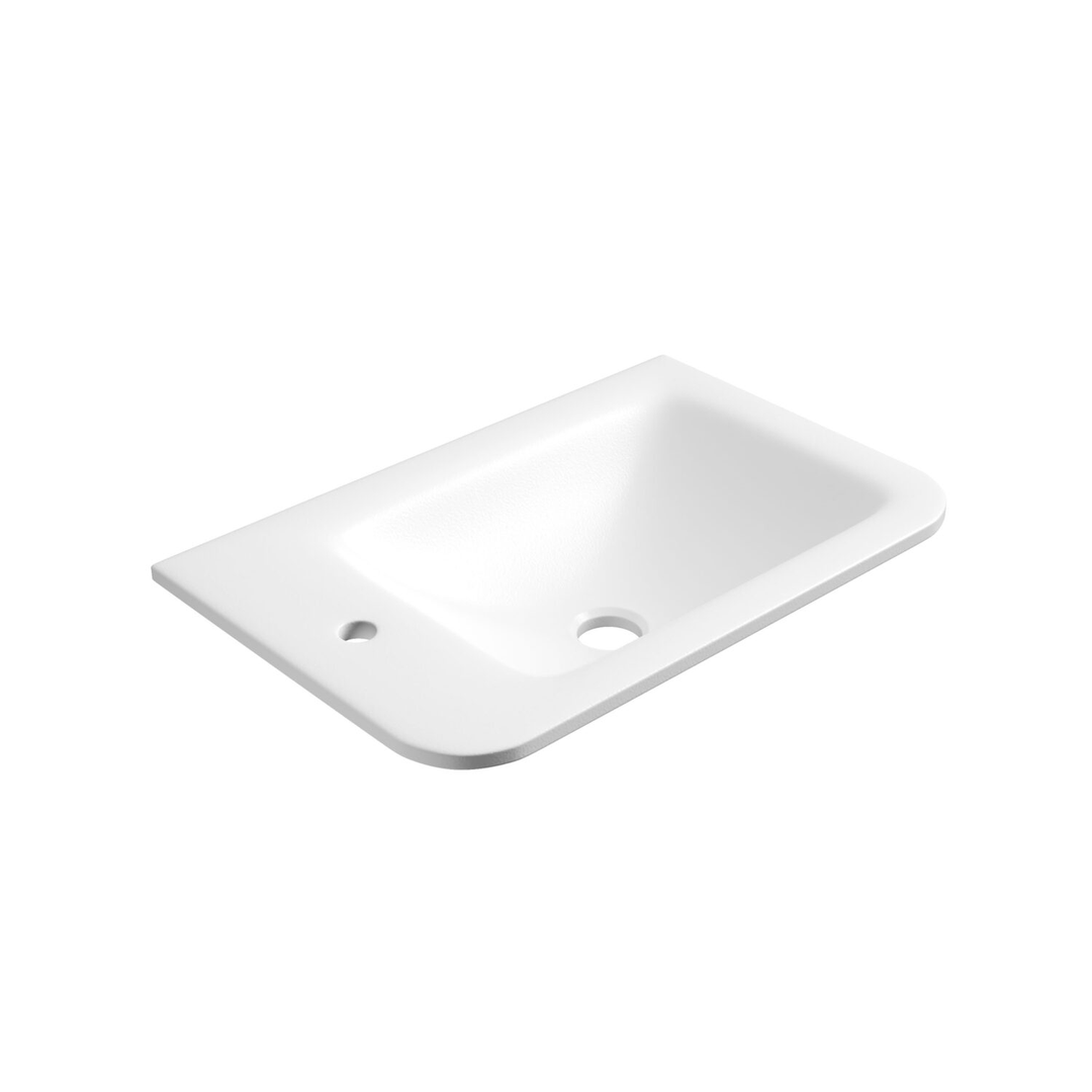Aulic Sintera Curved Stone Top With Left Side Tap Hole 470Mm