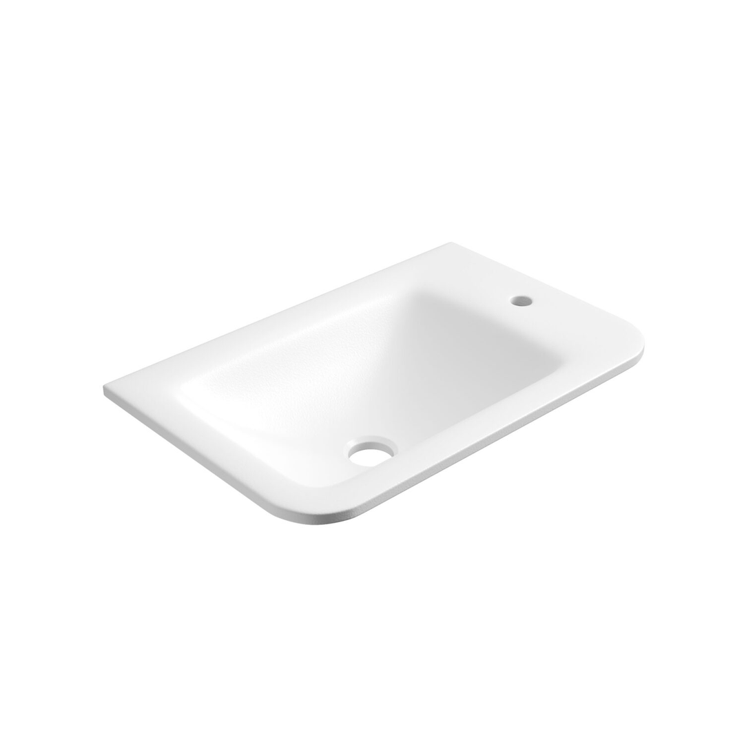 Aulic Mini Hartelle Fluted Floor 470 Matte White Cabinet C/W Curved Top C/W Right Side Tap Hole
