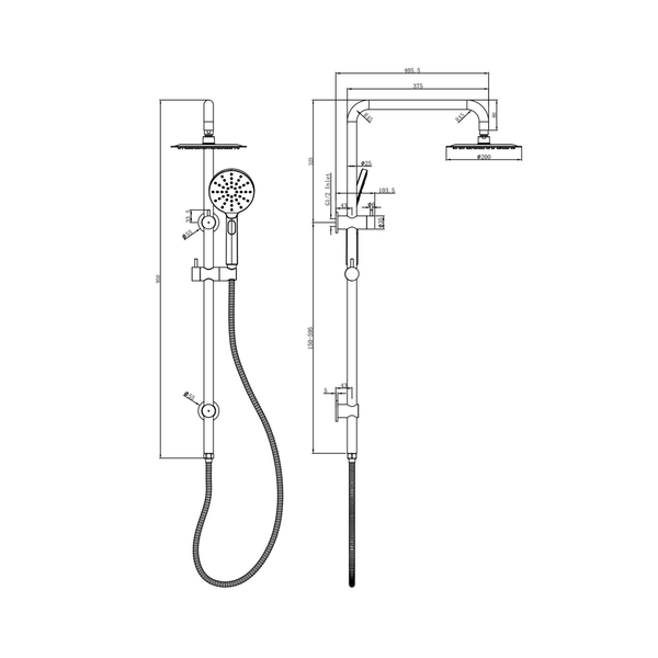 Linsol Sofia Shower Combo With Multifunction Handpiece And 200Mm Round Head Chrome