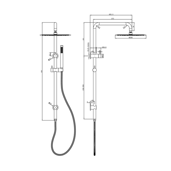 Linsol Sofia Shower Combo With Slim Handpiece And 300Mm Round Head Aged Bronze