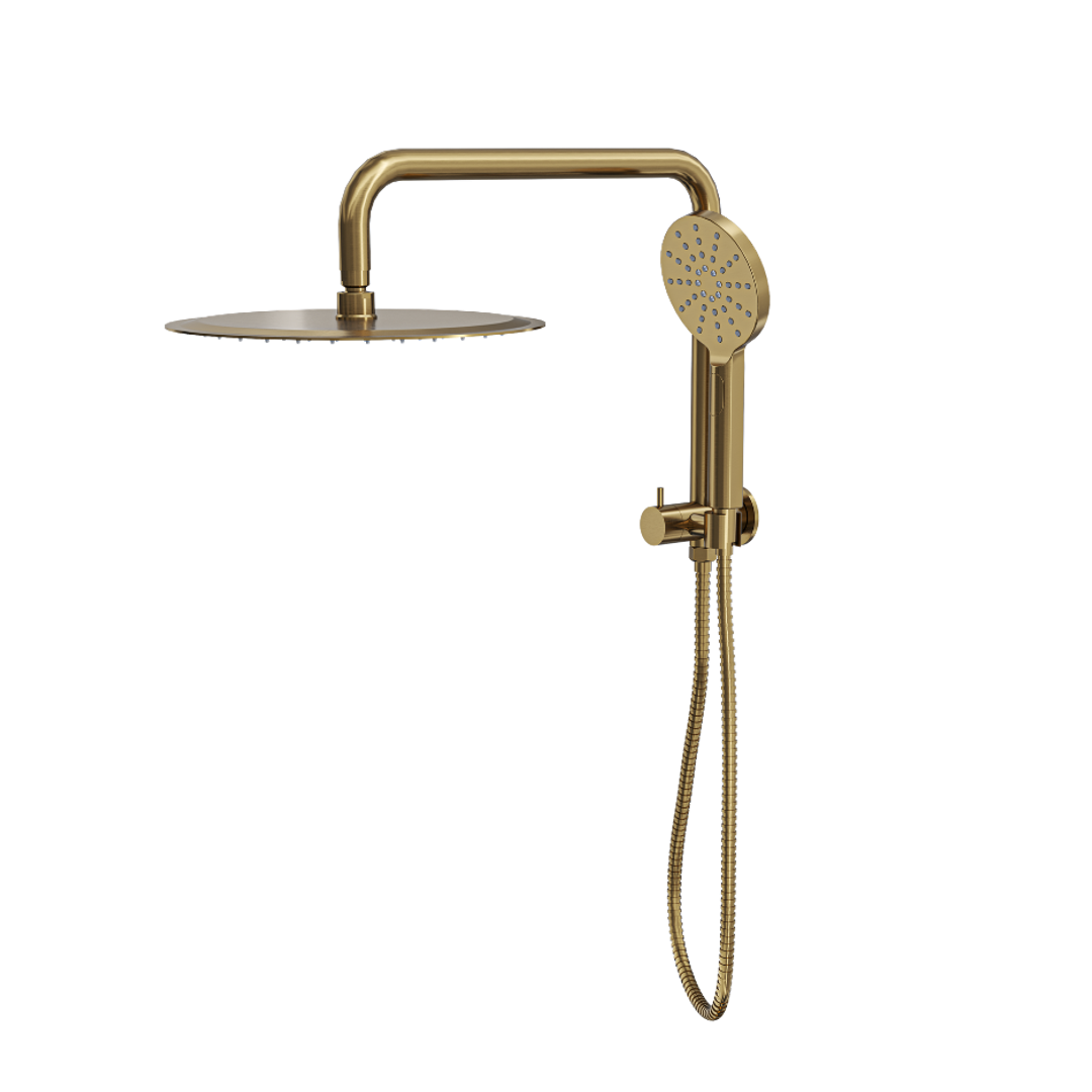 Linsol Sofia Short Shower Combo With Multifunction Hand Piece & 300Mm Round Head Brushed Brass