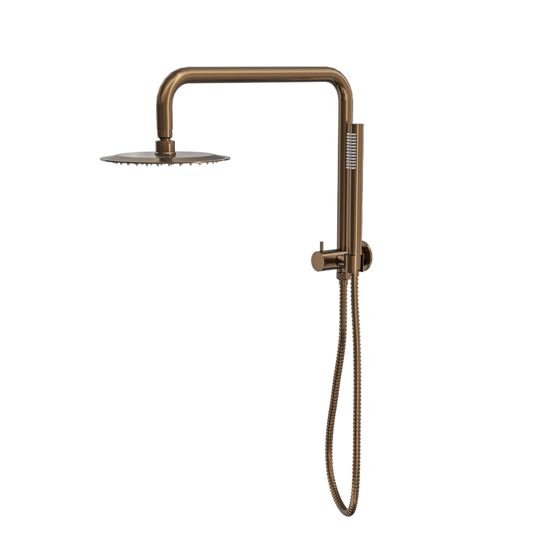 Linsol Sofia Short Shower Combo With Slim Handpiece And 200Mm Round Head Aged Bronze