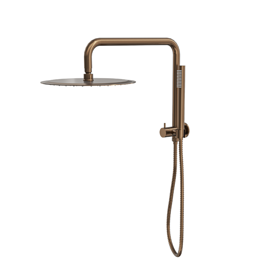 Linsol Sofia Short Shower Combo With Slim Handpiece And 300Mm Round Head Aged Bronze