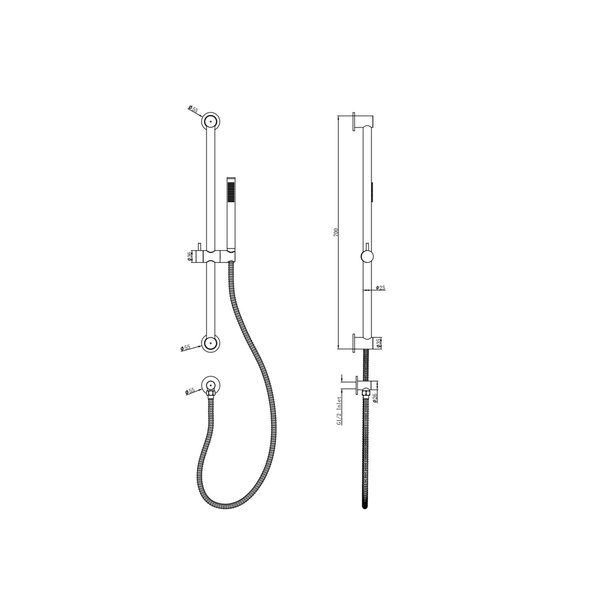 Linsol Sofia Sliding Shower Rail With Slim Handpiece Aged Bronze