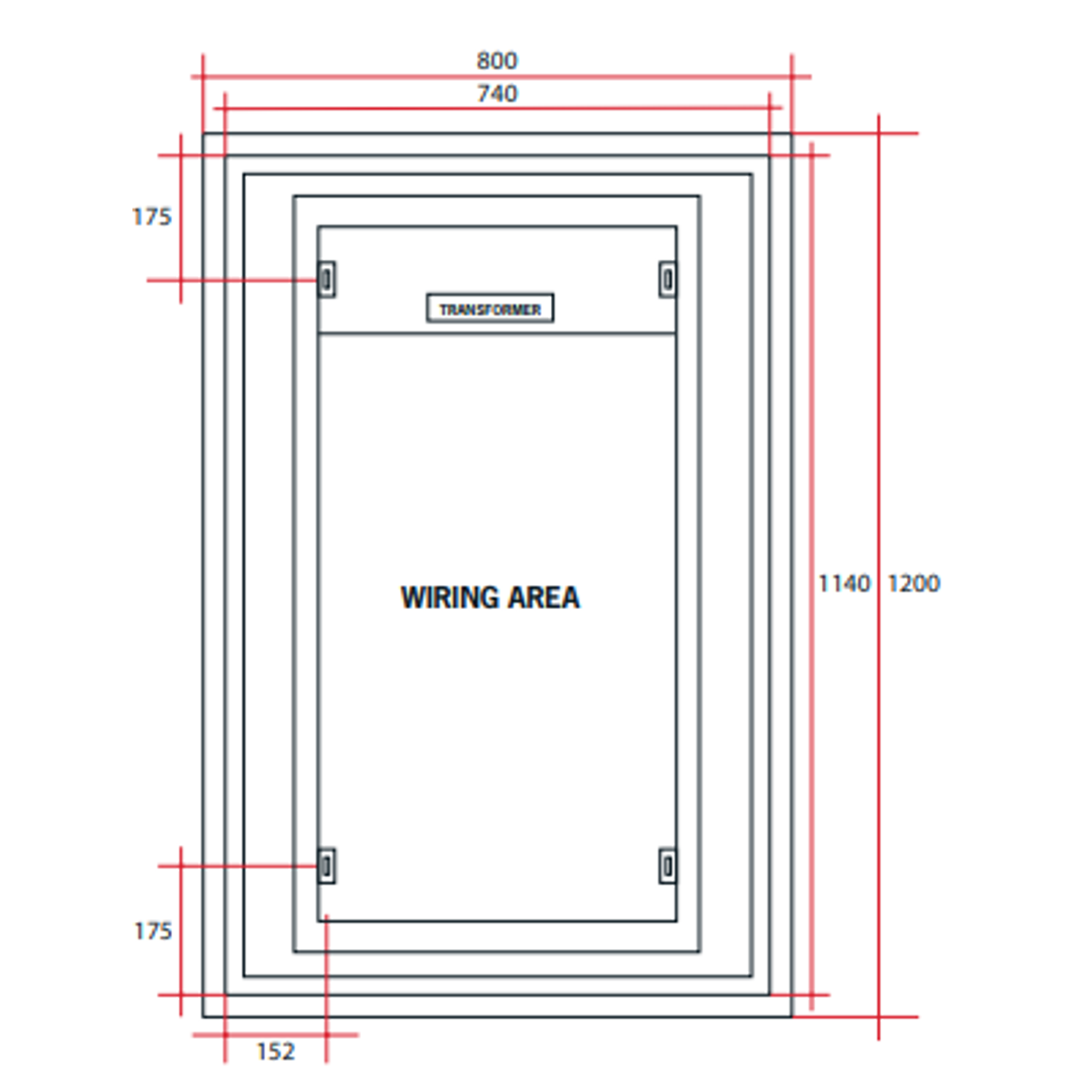 Thermogroup Backlit Rectangular Mirror With Border Cool Light Includes Mirror Demister - 1200x800x45mm 66Watts