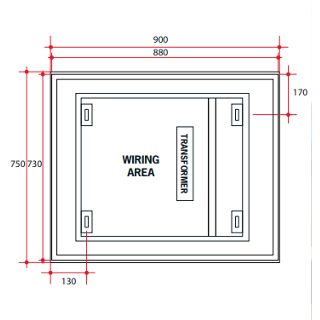 Thermogroup Backlit Rectangular Mirror with Border Cool 750x900x45mm 61Watts - Includes Mirror Demister
