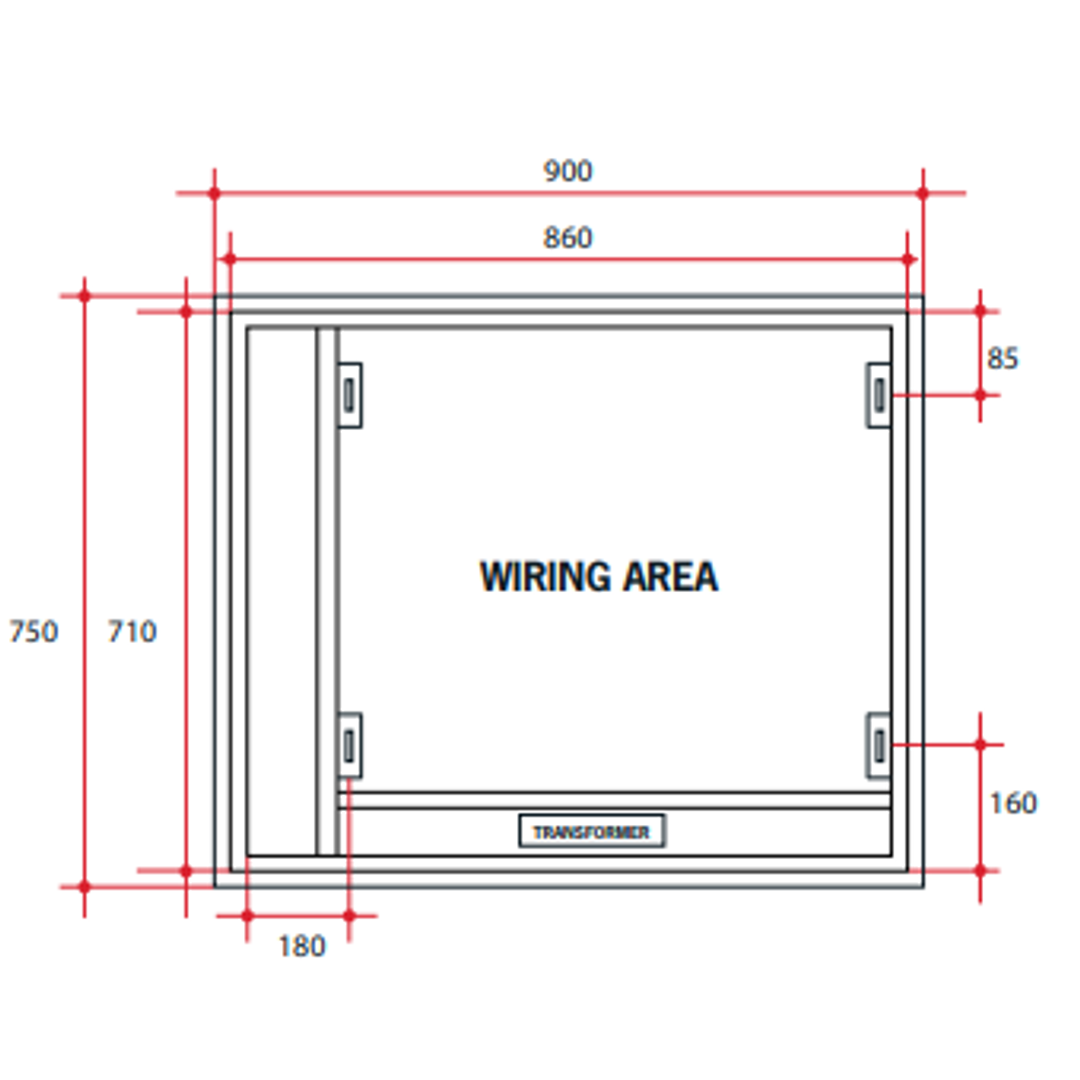 Thermogroup Backlit Rectangular Mirror With Border Cool Light Includes Mirror Demister - 750x900mm 86Watts