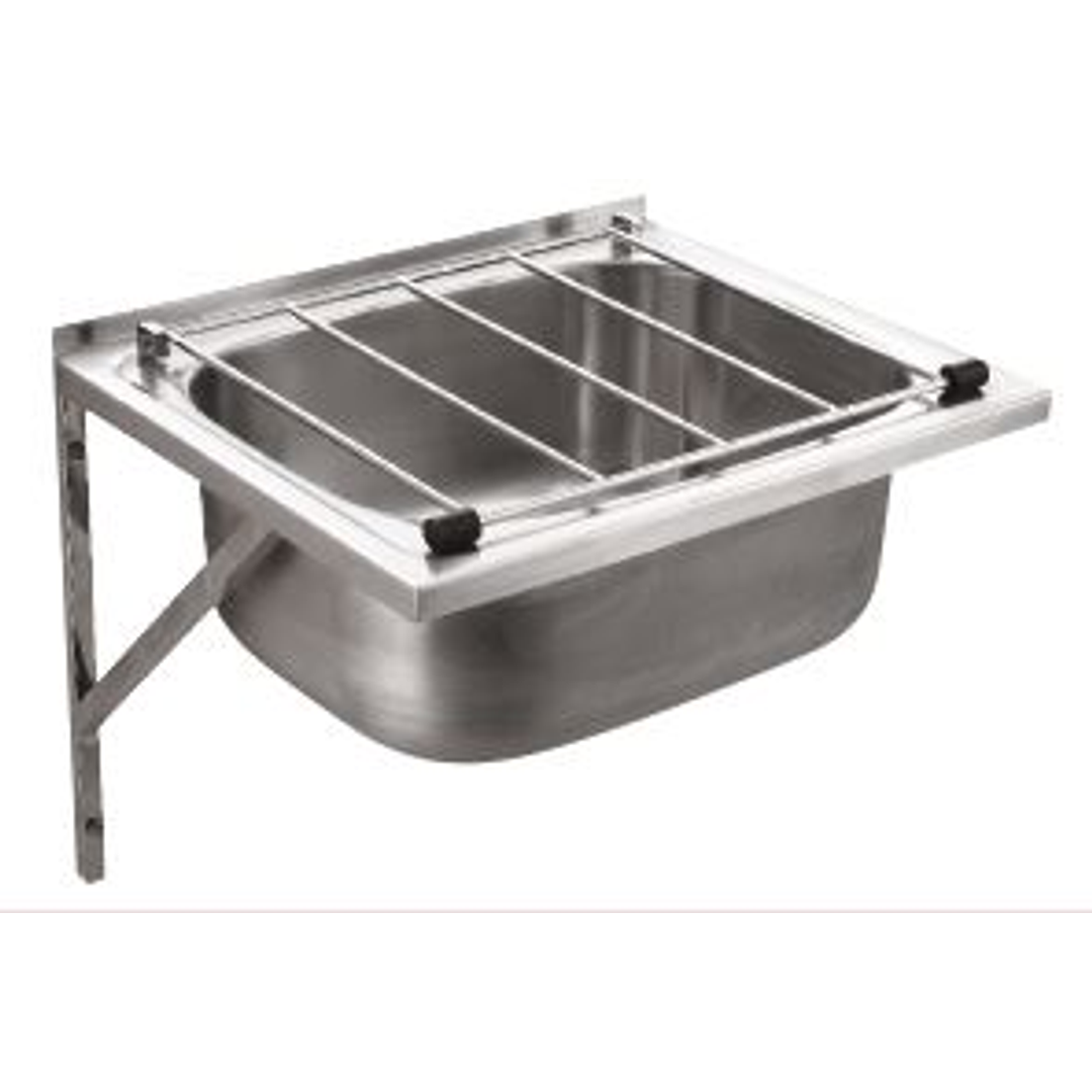 STAINLESS CLEANERS SINK C/W GRATE BRACKETS PLUG&WASTE