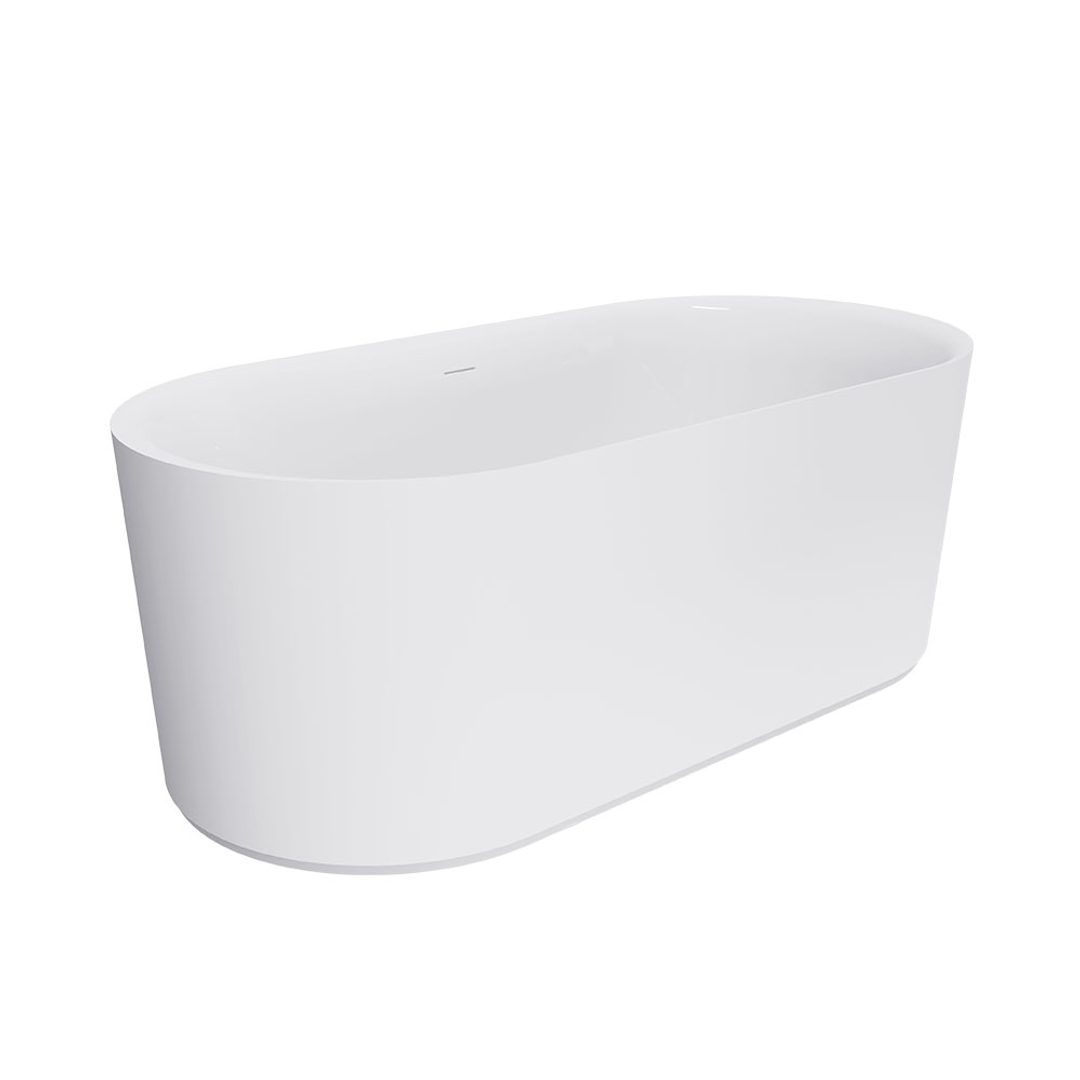 Fienza Empire Slim Solid Surface Bath Matte White Ext Gloss White Int 1500X720X550mm