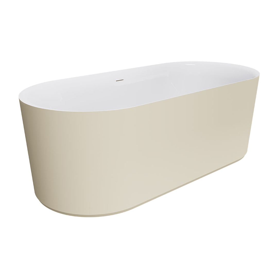 Fienza Empire Slim Solid Surface Bath Matte Khaki Ext Gloss White Int 1500X720X550mm