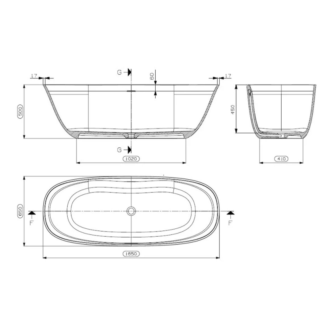 Domus Living Livia Freestanding Bath Matte Black 1650mm